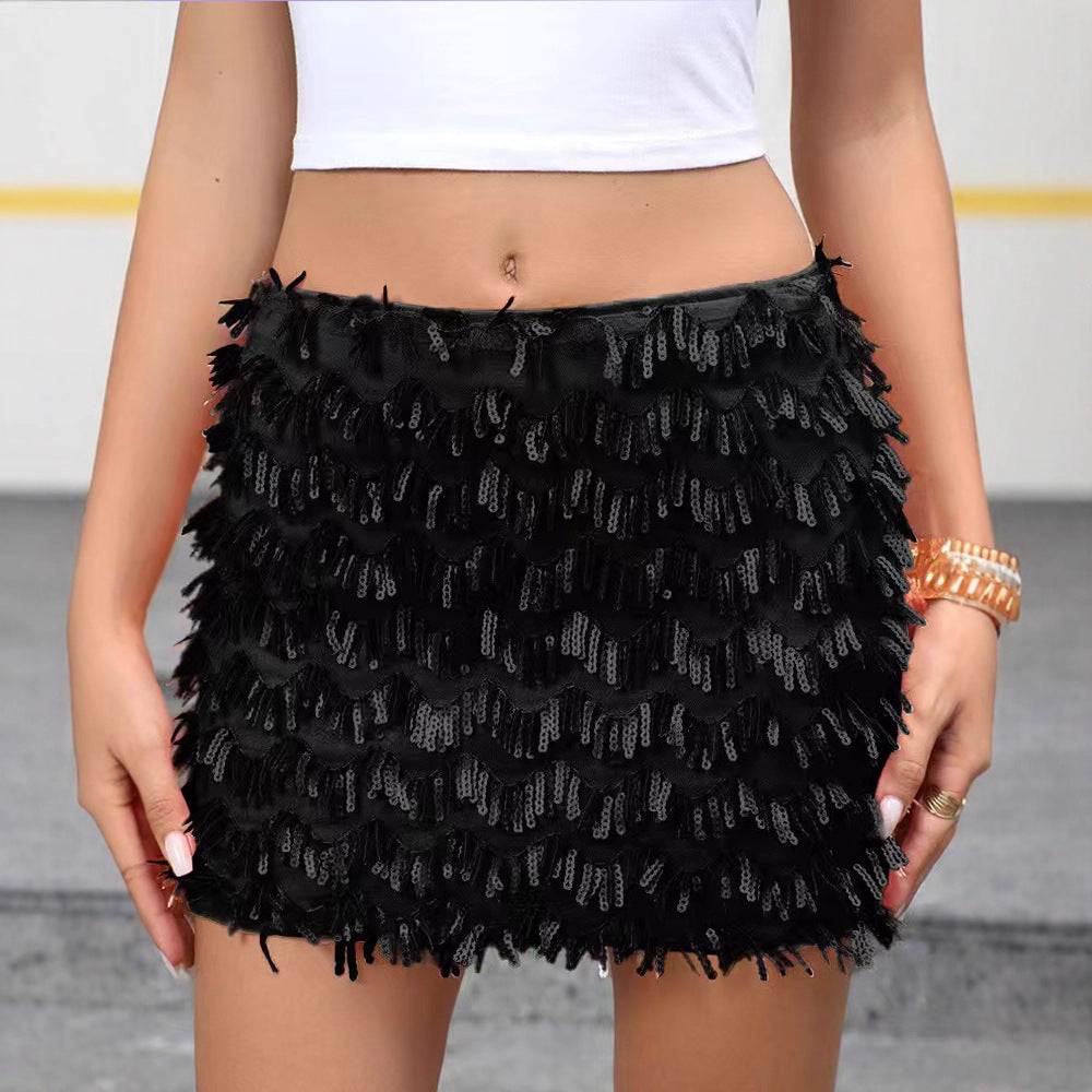 Fashionable New Sexy Tassel Bodycon Skirt Figure Flattering Chic