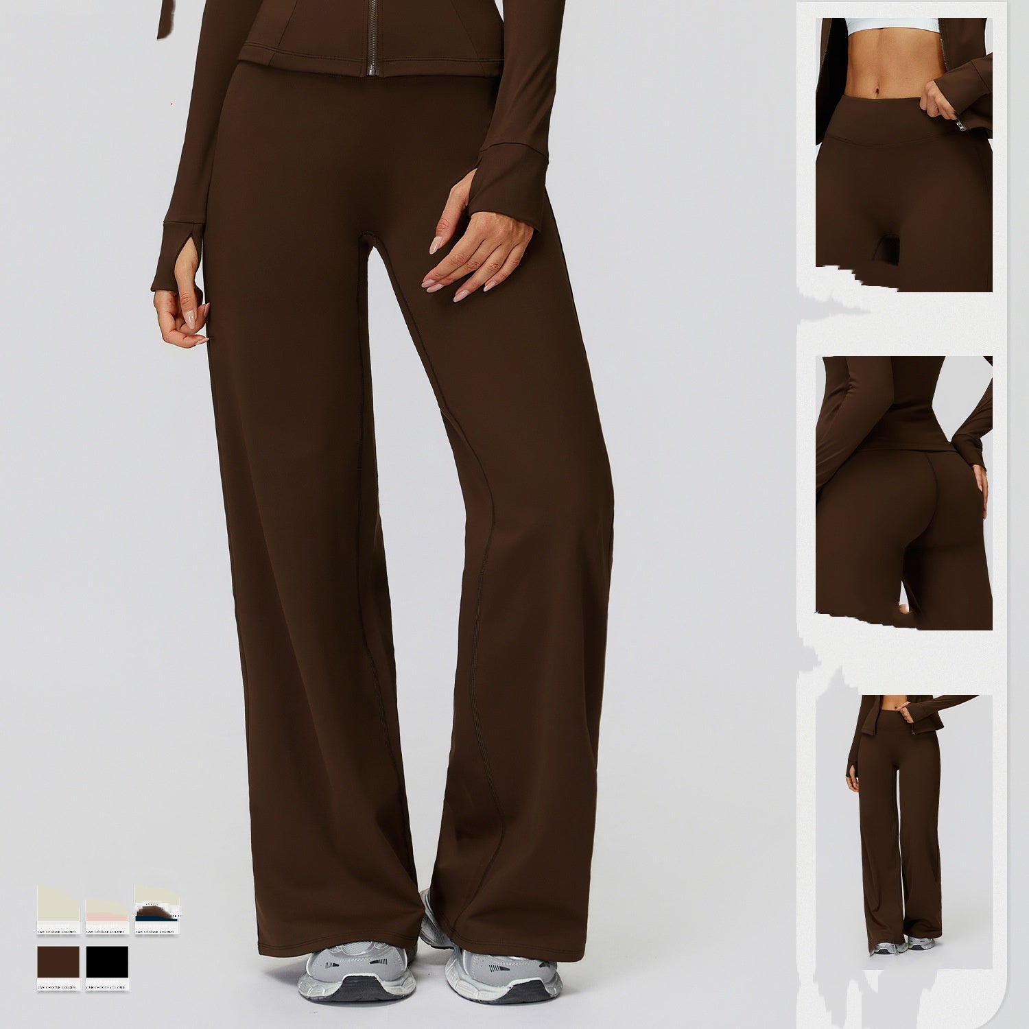 Wide Leg Fleece Lined High Waist Trousers For Cold Days