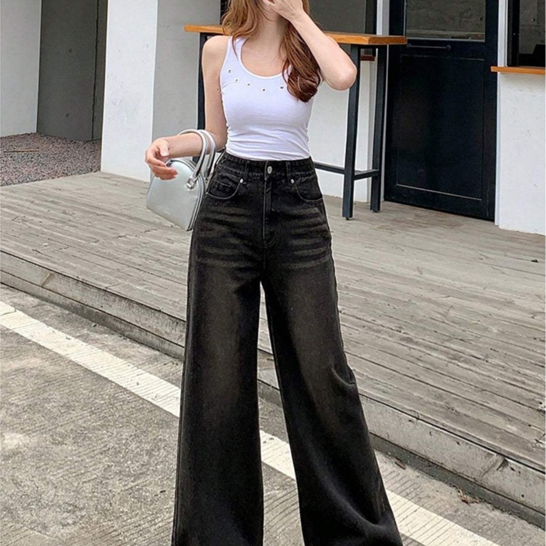 Branded Retro Wide-Leg Jeans for Modern Street Statements-Theone Apparel