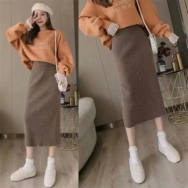 High Waist Straight Sweater Dress For Slimming Comfort-Theone Apparel