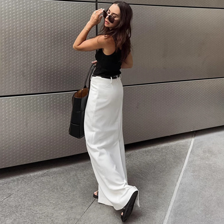 Simple White Straight Skirt For Effortless Everyday Charm-Theone Apparel