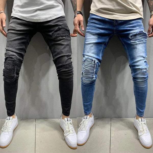 Men\'s Skinny Jeans with Ripped Knees and Thighs – THEONE APPAREL