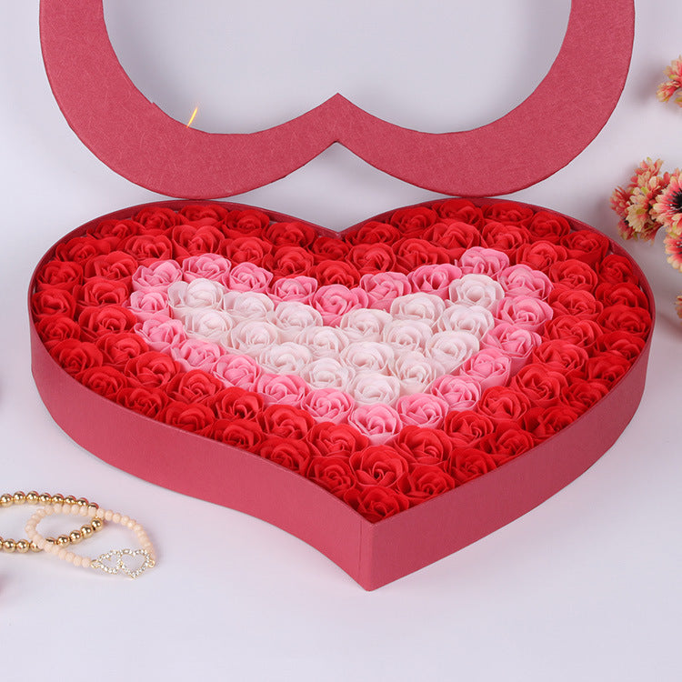 Heart Shape Box with 100 pc Artificial Floral Roses
