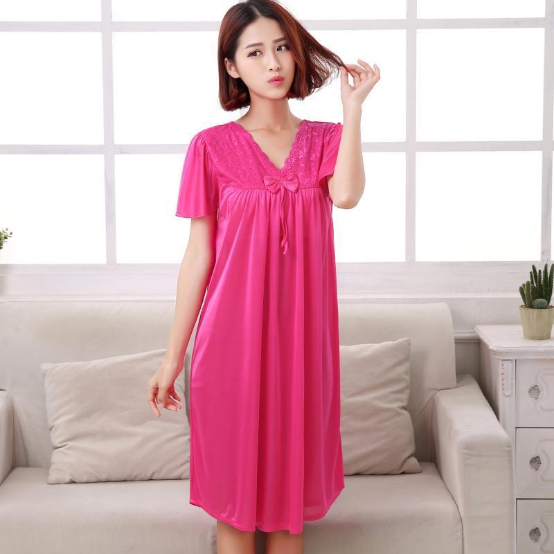 Short Sleeve Pleated Nightgown Dress-Theone Apparel