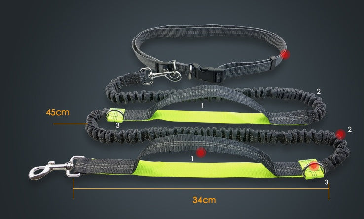 Reflective Double Elastic Dog Leash For Running And Training