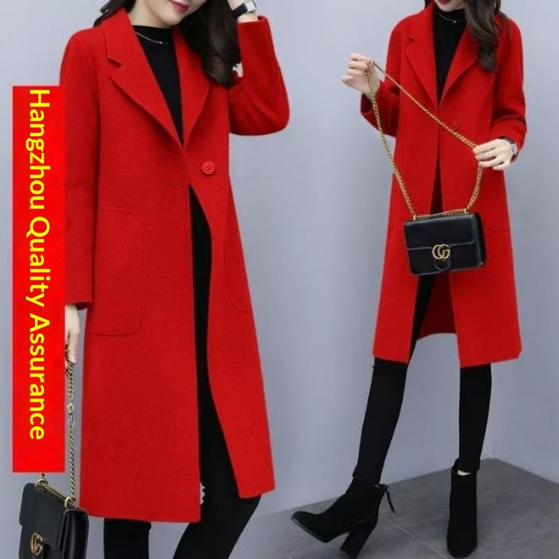 New Autumnwinter Wool Coat, Mid-length, Loose-fit, Korean Style