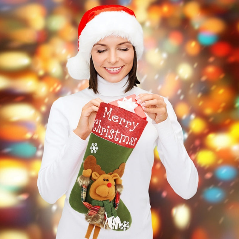 3D Modern Style Christmas Stocking with Plaid Print-Theone Apparel