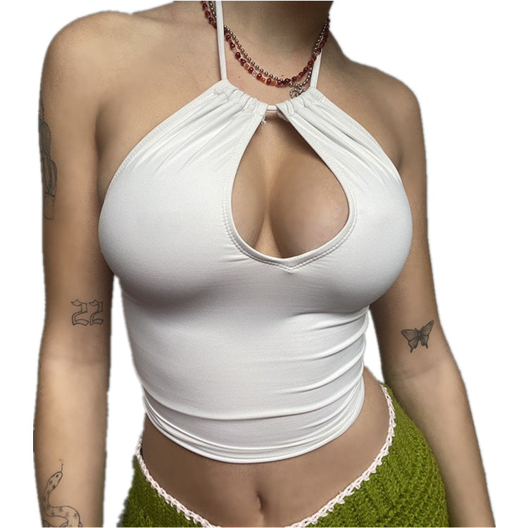 Chest-wrap Stretchy Cropped Sleeveless Short T-shirt