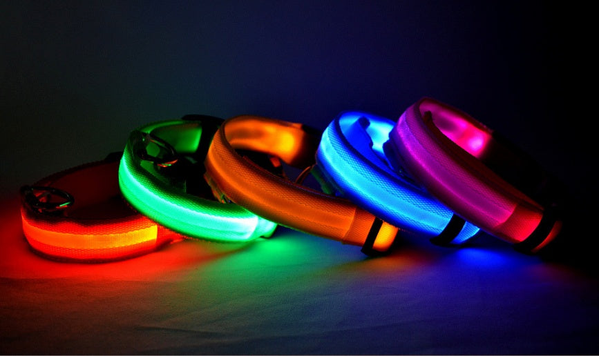 Nylon LED Luminous Pet Collar For Night Safety