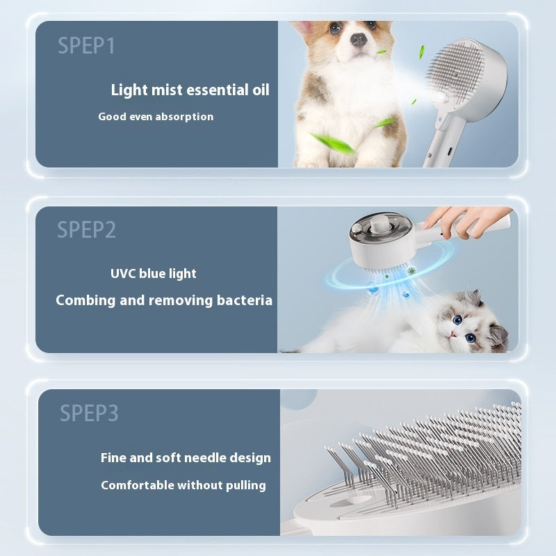 Self Cleaning Steam Brush For Dogs And Cats Grooming