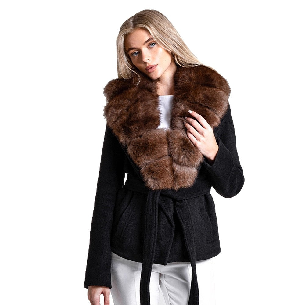 Women's Simple And Versatile Fur Collar Coat