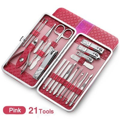 All In One Nail Manicure Kit with Included Case-Rose Red-Theone Apparel