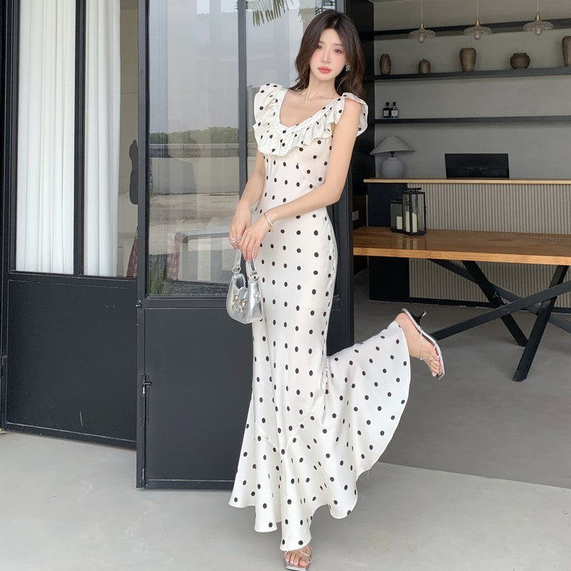 Backless Ruffle Polka Dot Dress with Flirty Summer Waist
