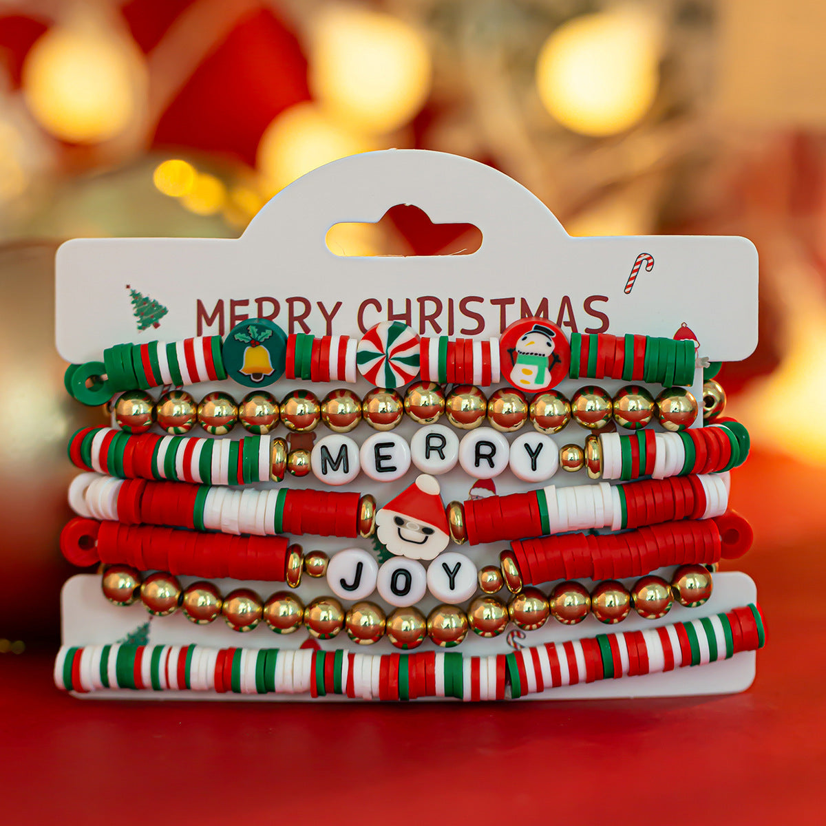 Christmas Men's & Women's Polymer Clay Bead Bracelet Set in Assorted Styles-Style 4-Theone Apparel