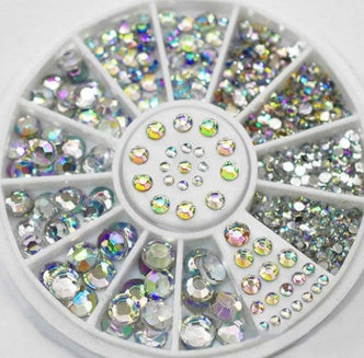 Circular Glittering Fake Jewel Nail Accessories for DIY Nails-Silver-Theone Apparel