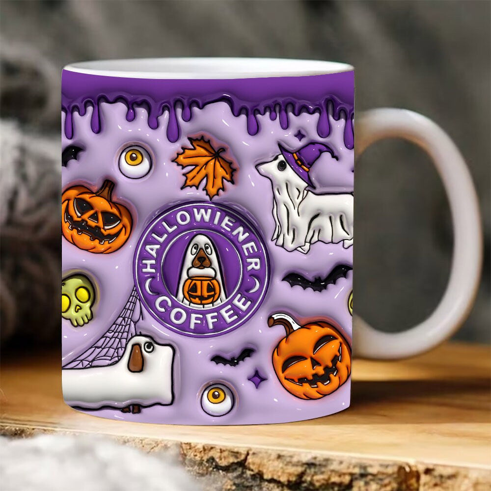 Colorful Halloween Themed Ceramic Coffee Mug in Various Colors-Theone Apparel