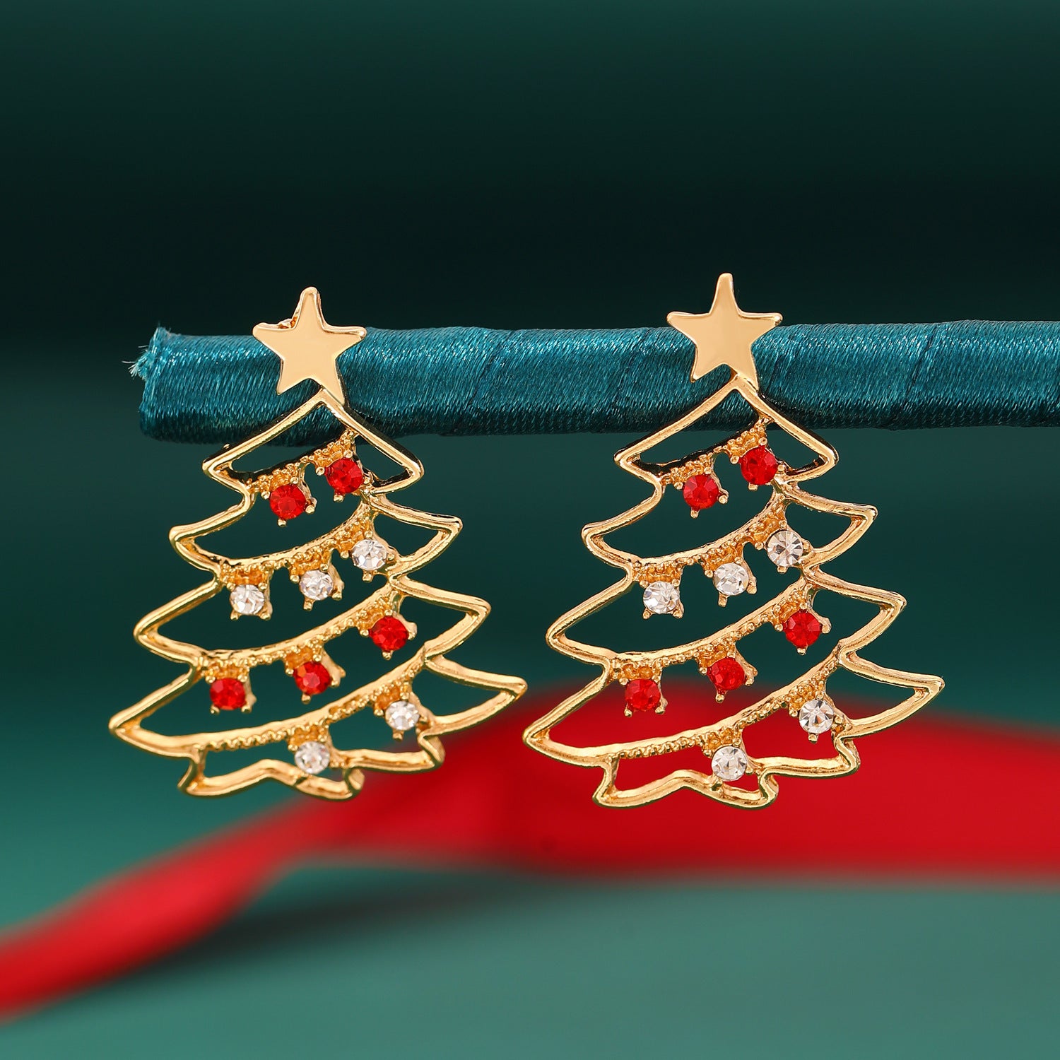 Cute Minimalist Christmas Tree Dangle Stud Back Earrings-Style 1-Theone Apparel
