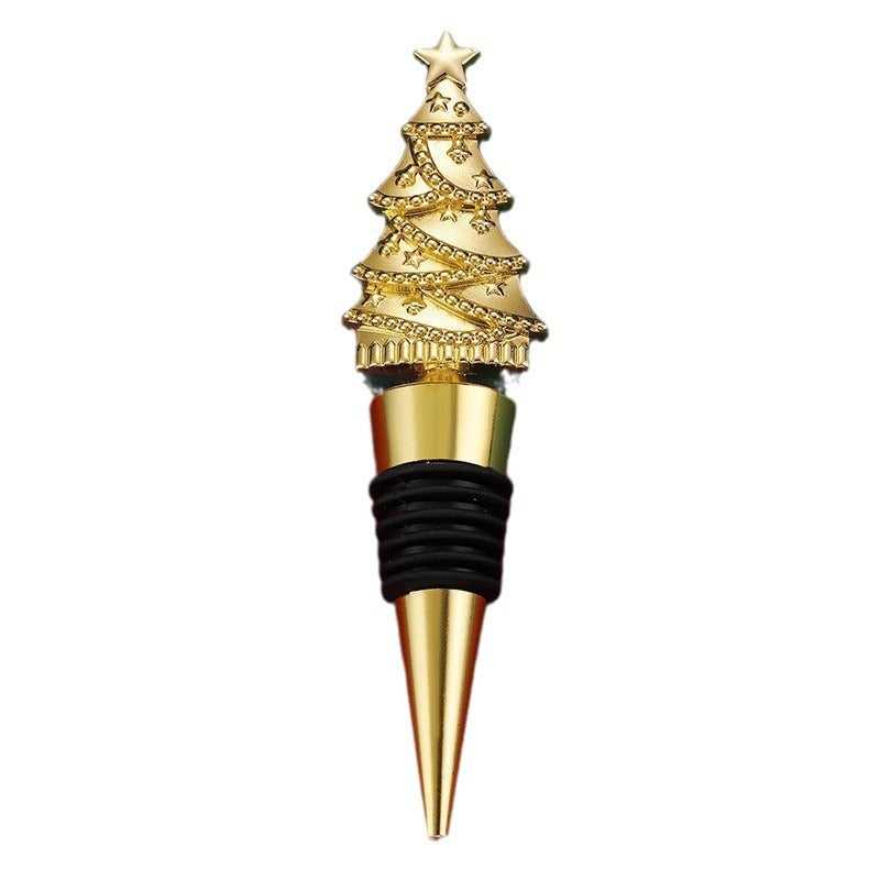 Elegant Christmas Tree PVC & Zinc Alloy Wine Bottle Stopper in Assorted Finishes-Theone Apparel