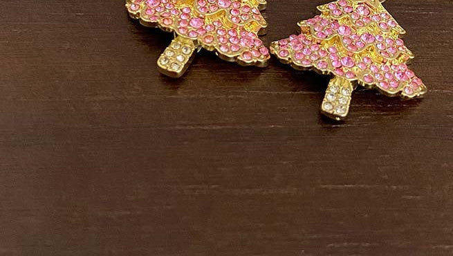 Elegant Christmas Tree Stud Back Dangle Earrings with Jewels-Theone Apparel