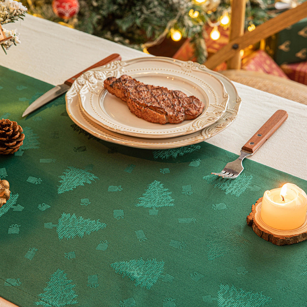 Elegant Satin Polyester Jacquard Christmas Table Runner in Assorted Colors-Theone Apparel