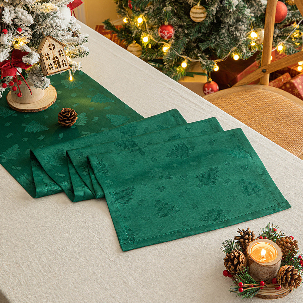 Elegant Satin Polyester Jacquard Christmas Table Runner in Assorted Colors-Theone Apparel
