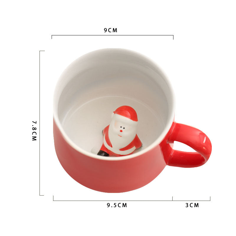 Festive Christmas Red Peek-a-Boo Figurine Wide-Mouth Ceramic Coffee Mug in Assorted Styles-Theone Apparel