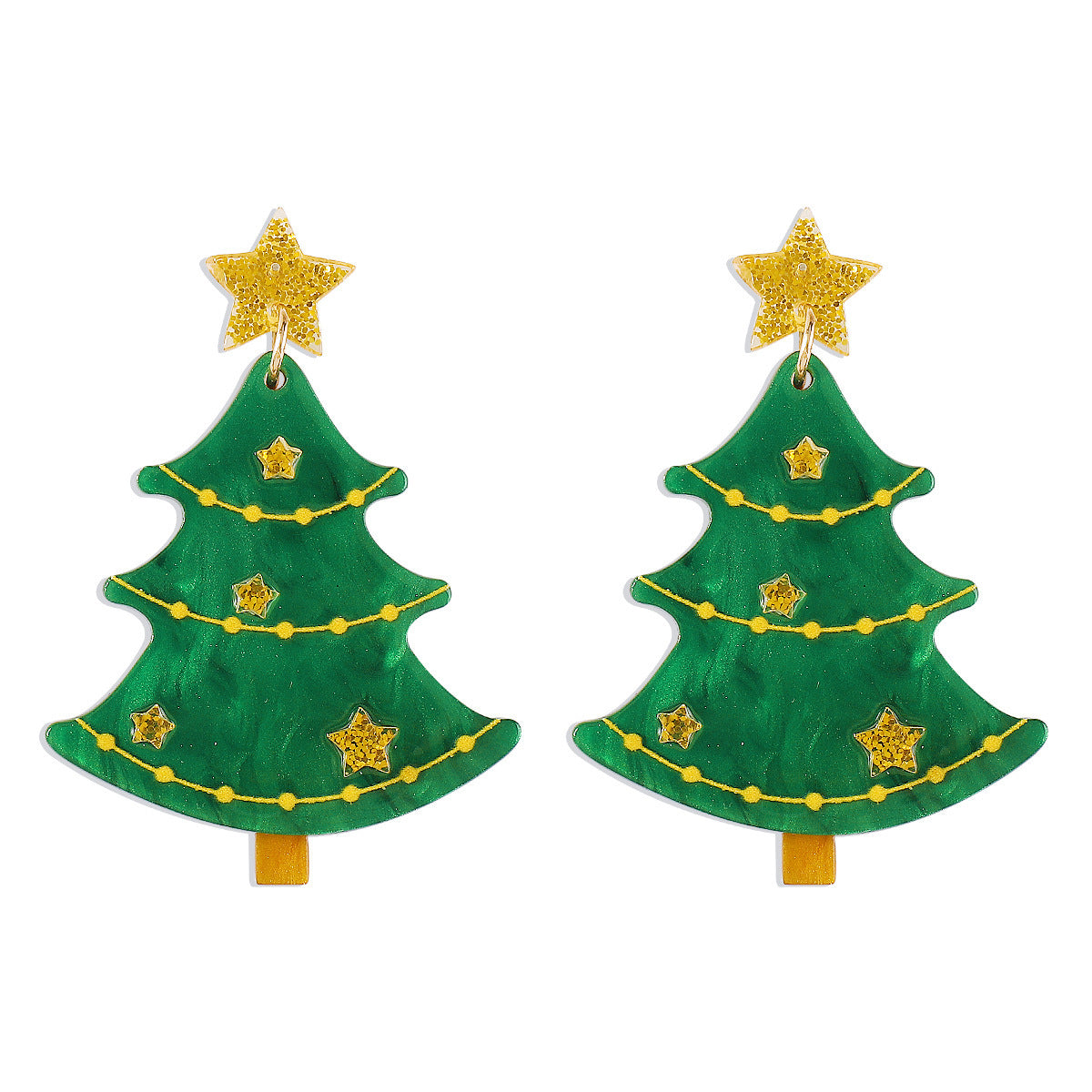 Festive Christmas Tree Dangle Drop Earrings with Santa Hat Stud-Style 2-Theone Apparel