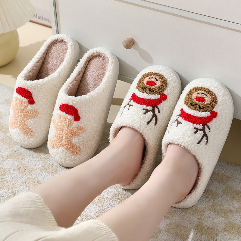 Fleece Lined Soft Slip On Closed Toe House Shoes for Christmas-Theone Apparel