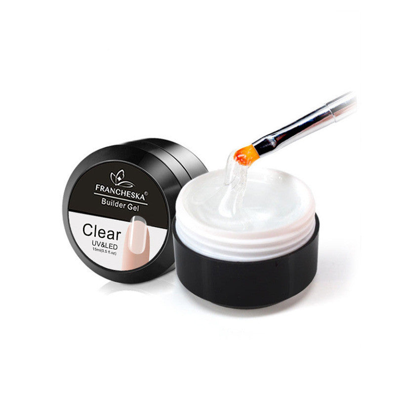 Gel Nail Extensions in Multiple Colors with Pot and Brush-Clear-Theone Apparel