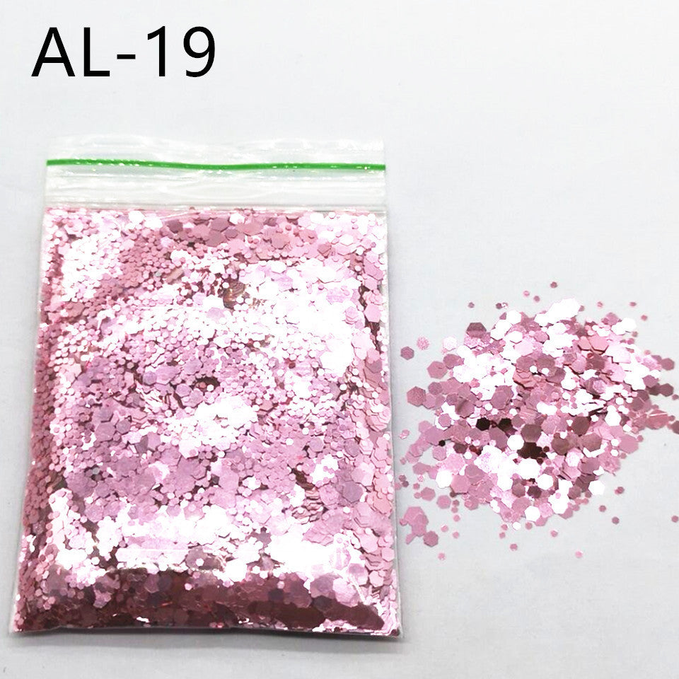 Glittery Sequin Nail Powder for Nail Art and Decoration-AL Carmine-Theone Apparel