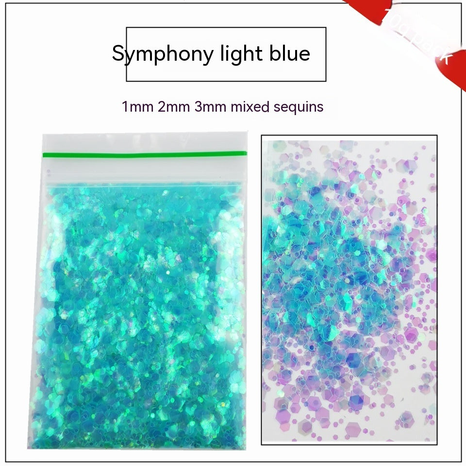 Glittery Sequin Nail Powder for Nail Art and Decoration-AL Magic Color Light Blue-Theone Apparel