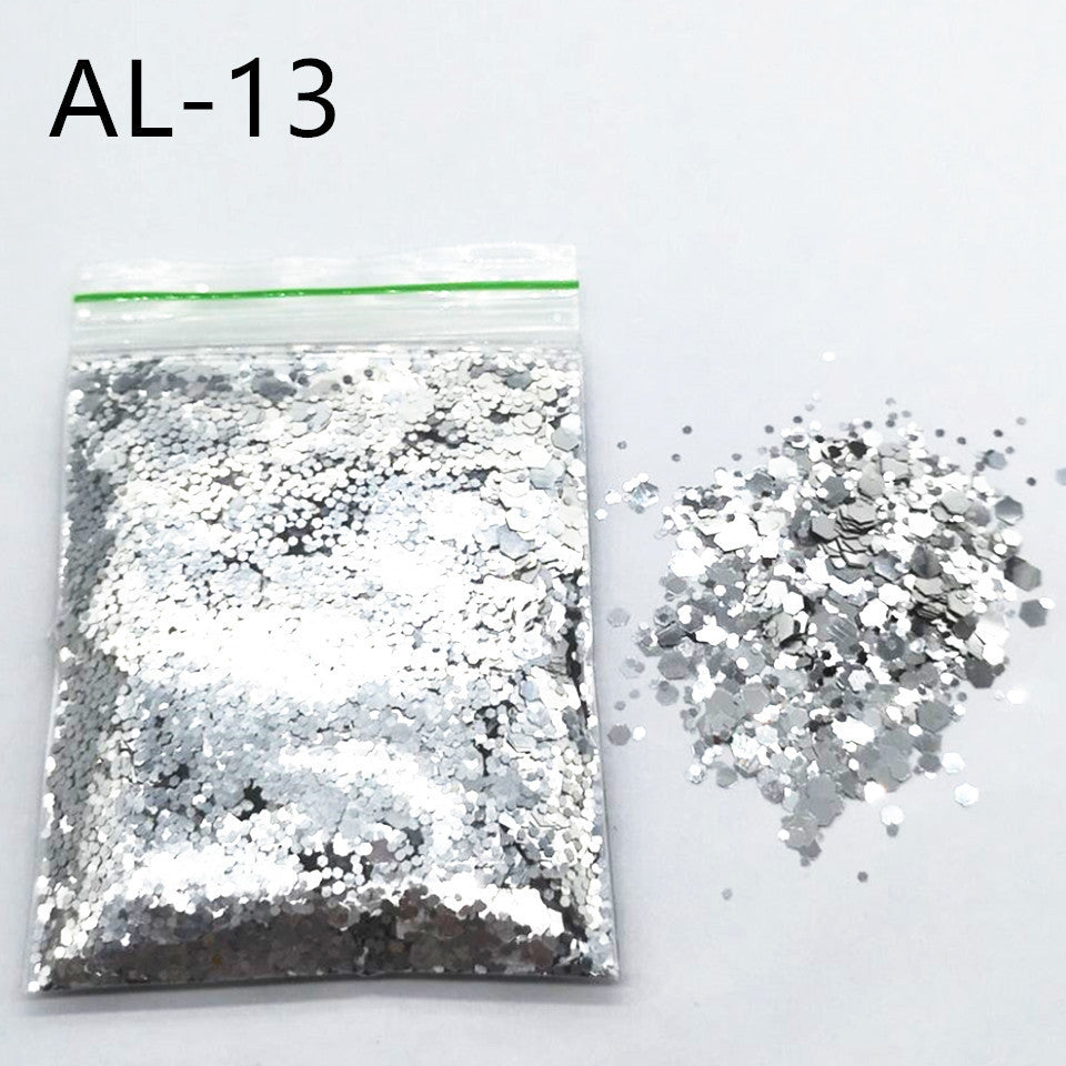 Glittery Sequin Nail Powder for Nail Art and Decoration-AL Silver-Theone Apparel