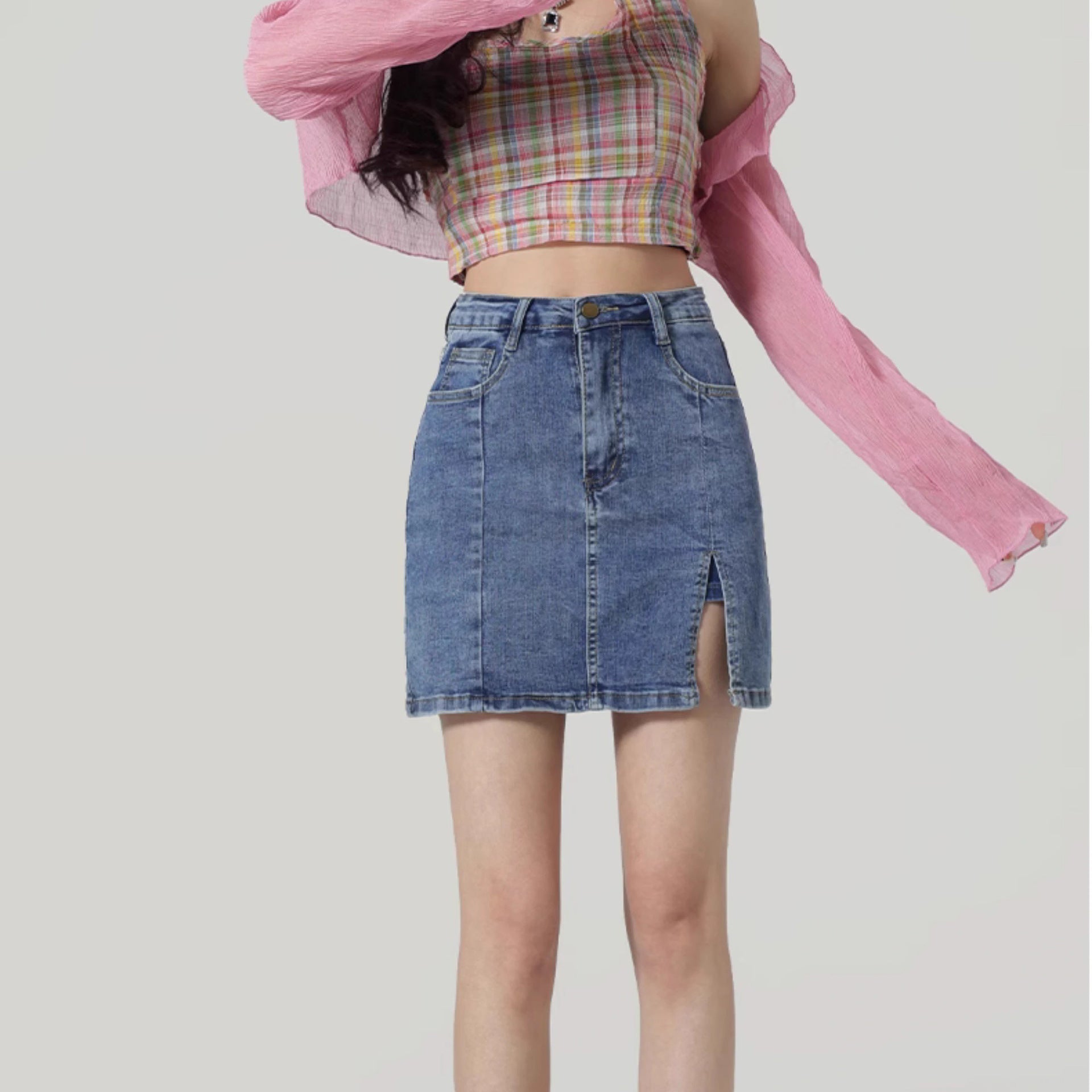 High Waist Denim Slim Skirt For Flattering Everyday Wear-Theone Apparel