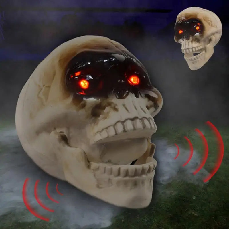 Light Up Skull Animatronic with Motion Sensor Halloween Décor-Theone Apparel