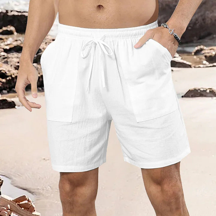 Lightweight Cotton-Linen Shorts for Effortless Global Summer Style-White-Theone Apparel
