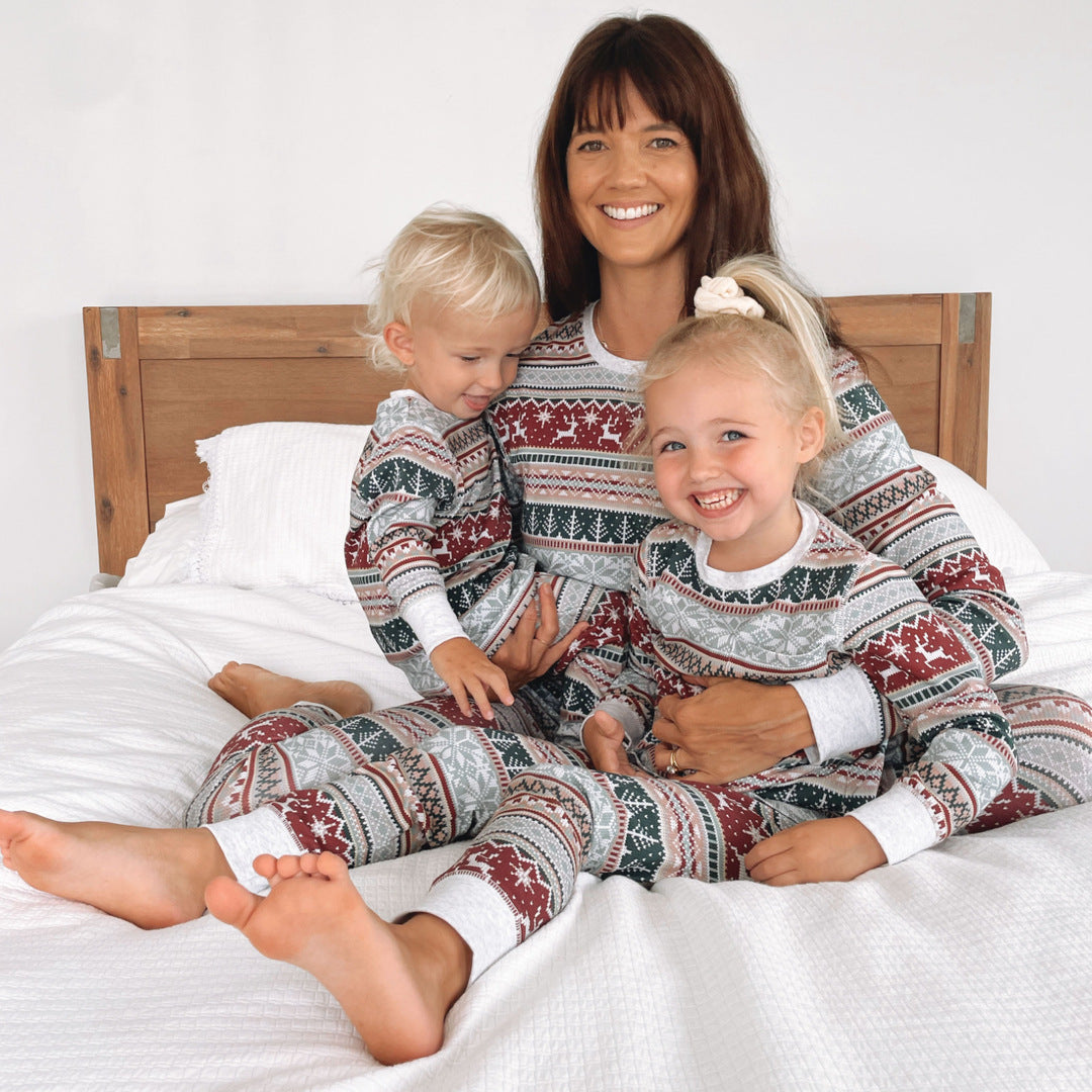 Matching Family Christmas Themed Long Sleeve and Pants Pajama Set-Theone Apparel