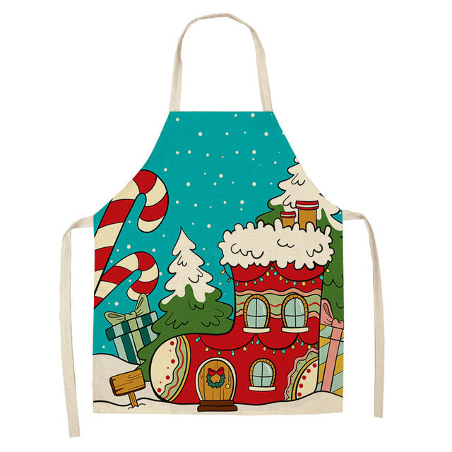 Merry Christmas Cotton-Linen Blend Self-Tie Adjustable Apron in Assorted Styles-Style 4-Theone Apparel