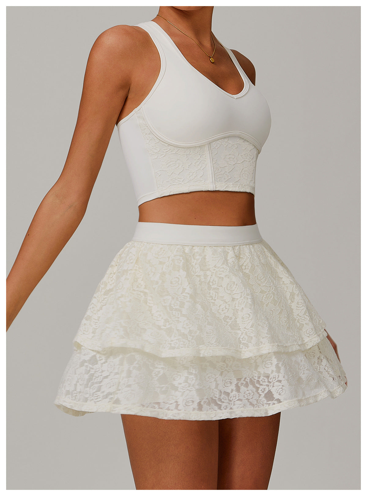 Mesh Lace Yoga Skirt For Breathable Active Comfort-Theone Apparel