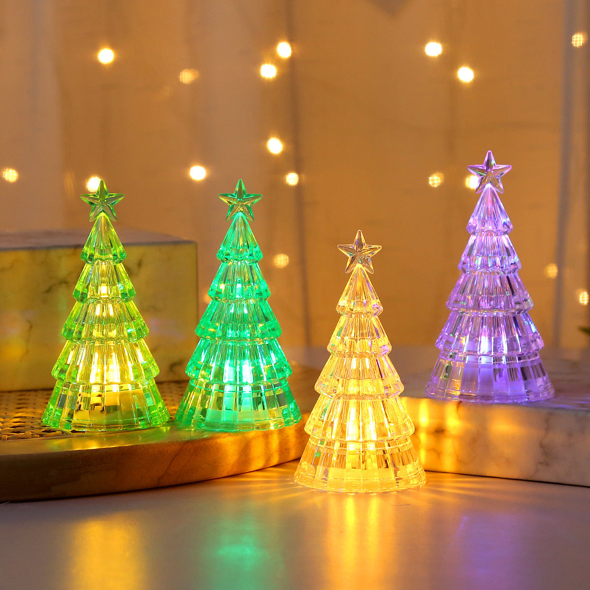 Modern Transparent Light-Up Plastic Christmas Tree Decoration in Assorted Colors-Theone Apparel