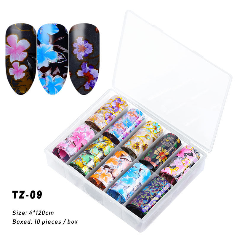 Multicolored and Multipatterned Nail Wraps 10 Piece Set-TZ09-Theone Apparel