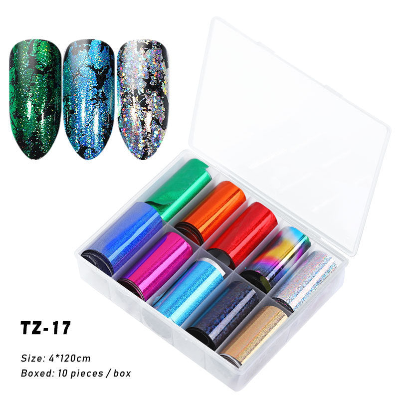 Multicolored and Multipatterned Nail Wraps 10 Piece Set-TZ17-Theone Apparel