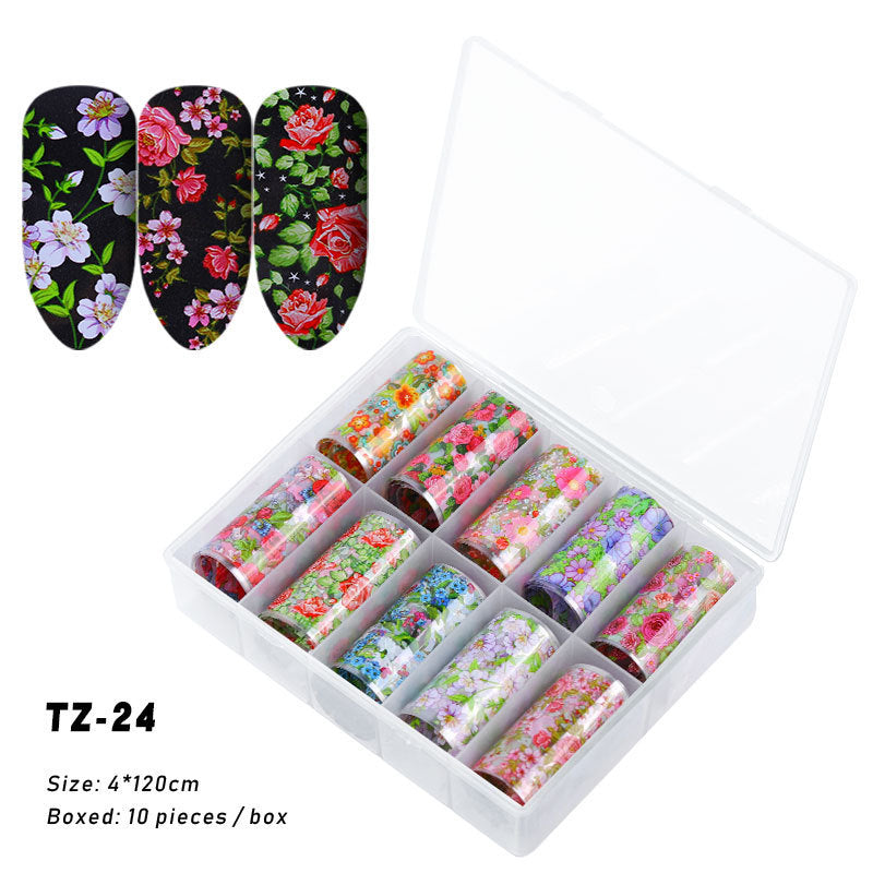 Multicolored and Multipatterned Nail Wraps 10 Piece Set-TZ24-Theone Apparel