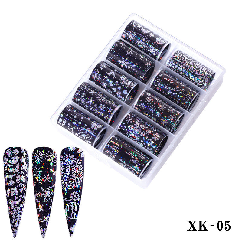 Multicolored and Multipatterned Nail Wraps 10 Piece Set-XK05-Theone Apparel