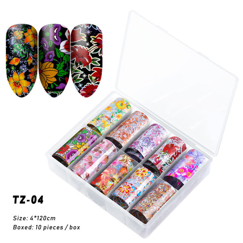 Multicolored and Multipatterned Nail Wraps 10 Piece Set-TZ04-Theone Apparel