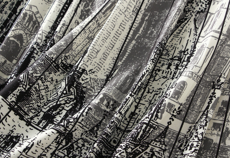 Old Town Vintage Print Skirt-Theone Apparel