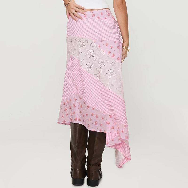 Retro Low Waist Floral Print Skirt For Vintage Charm-Theone Apparel