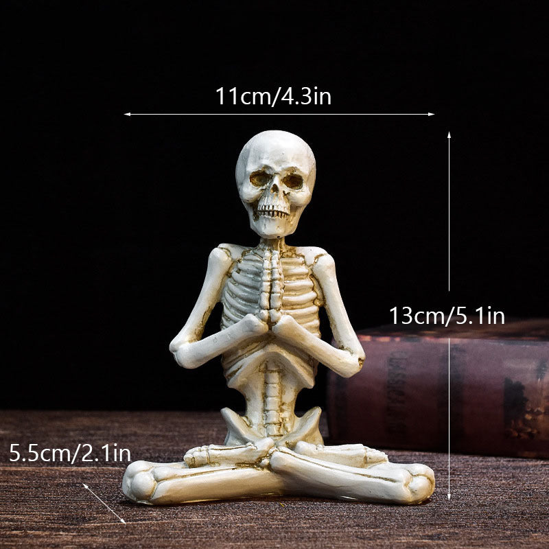 Skeleton in Yoga Poses Halloween Decorations with Non-Slip Base-White D-Theone Apparel