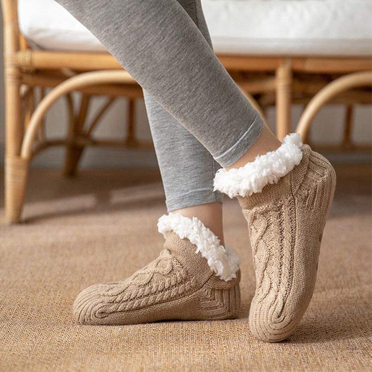 Soft Knit Style Winter Socks with White Fleece Lining in Multiple Colors-Theone Apparel