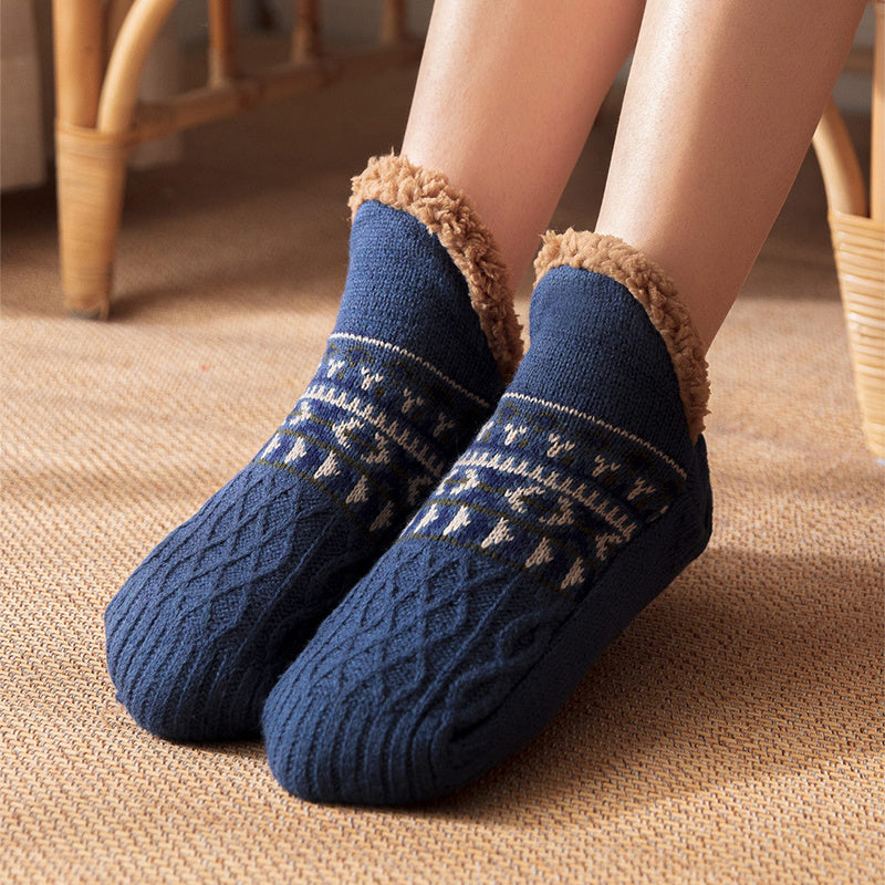 Soft and Thick Winter Footie Socks with Traction Balls-Theone Apparel
