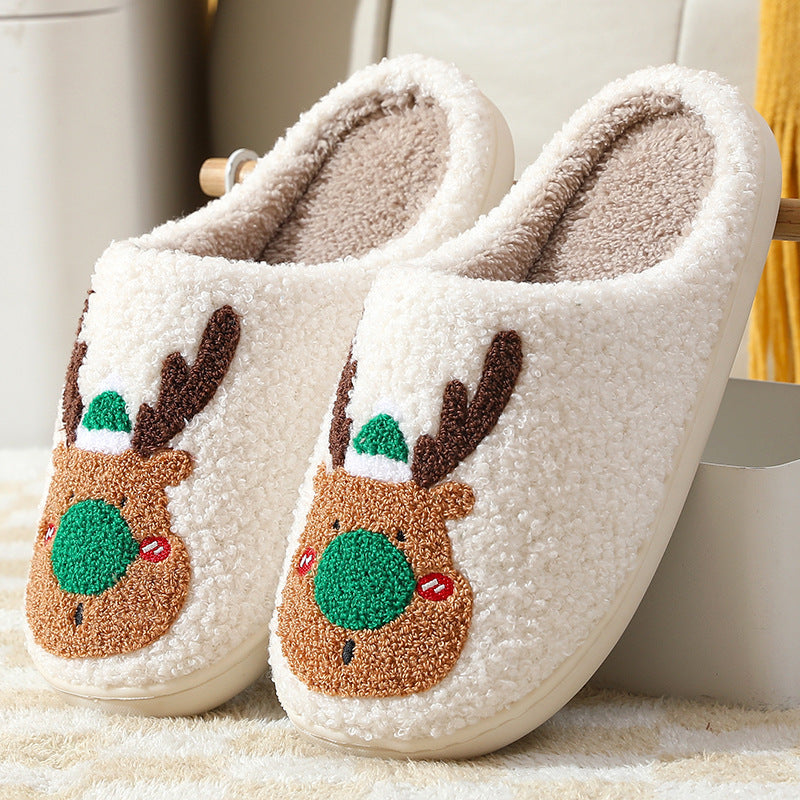 Soft and Warm Fleece Lined Christmas Themed Slip on Slippers-Green-Theone Apparel